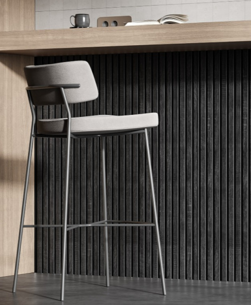 Акустическая панель, черный войлок, 2750х600х19мм, рейки МДФ дуб Графит